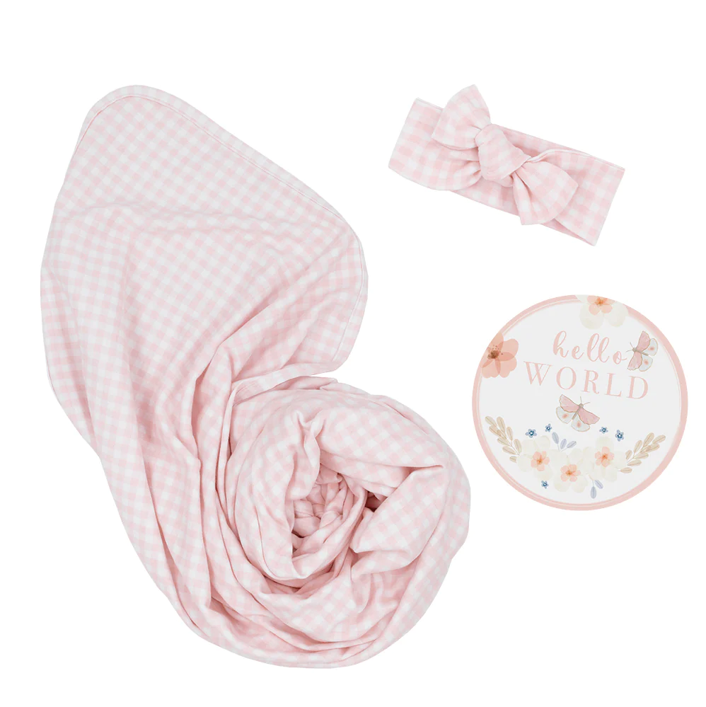 Living Textiles | Hello World Gift Set | Pink Gingham