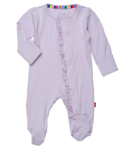 Magnetic Me | Wisteria Organic Cotton Footie with Ruffle