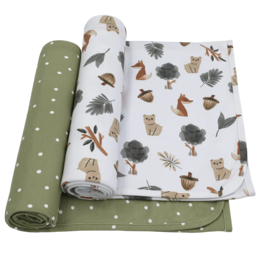Living Textiles | 2PK Jersey Swaddle | Forest Retreat