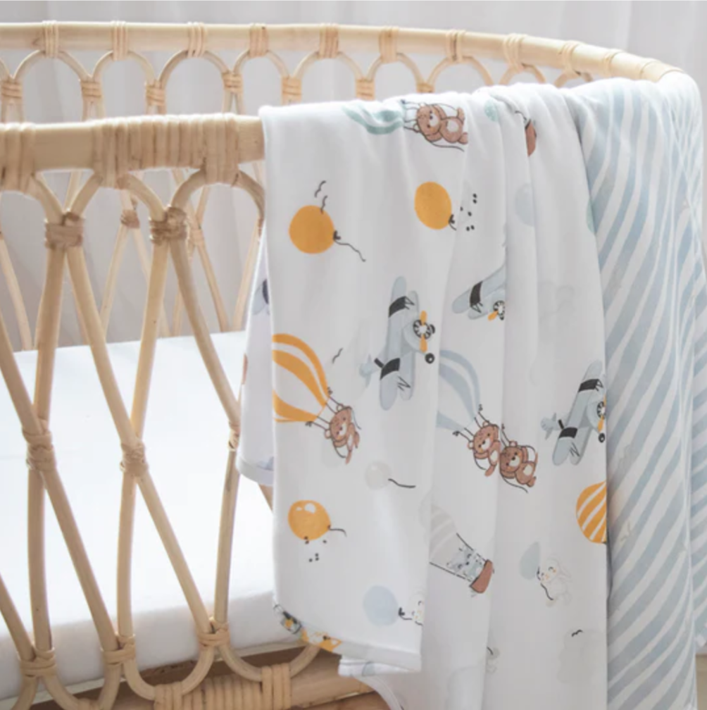 Living Textiles | 2PK Jersey Swaddle | Up Up and Away