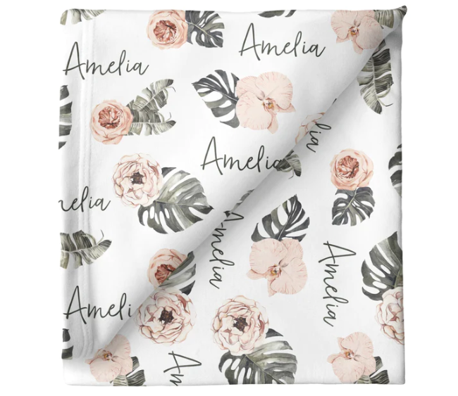 Sugar + Maple | Stretchy Blanket | Tropical Floral