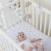 Living Textiles | Cotton Jersey Fitted Sheet | Grey Elephant