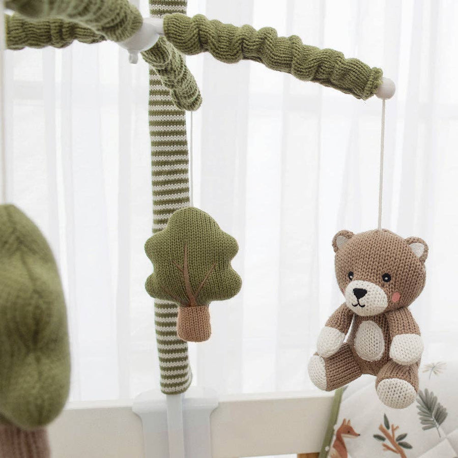 Living Textiles | Cotton Knitted Nursery Music Mobile - Forest Retreat