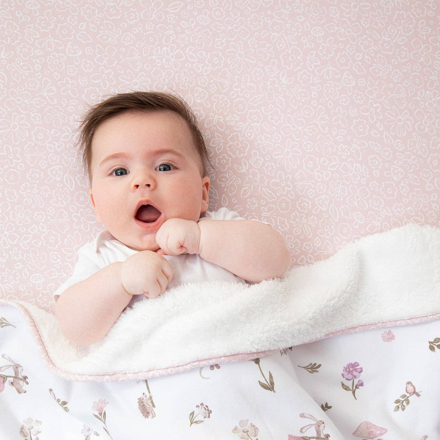 Living Textiles | 100% Premium Cotton Jersey Crib Sheet - Pink flower