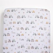 Living Textiles | 100% Premium Cotton Jersey Crib Sheet - Tractor Ride