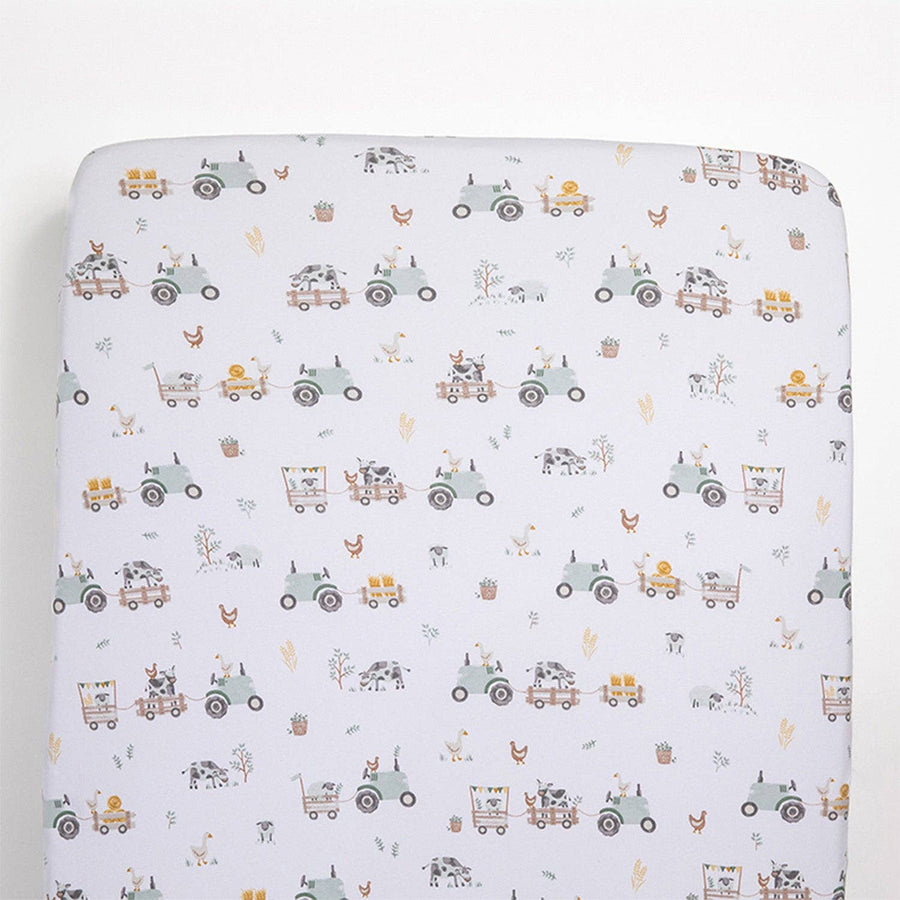 Living Textiles | 100% Premium Cotton Jersey Crib Sheet - Tractor Ride