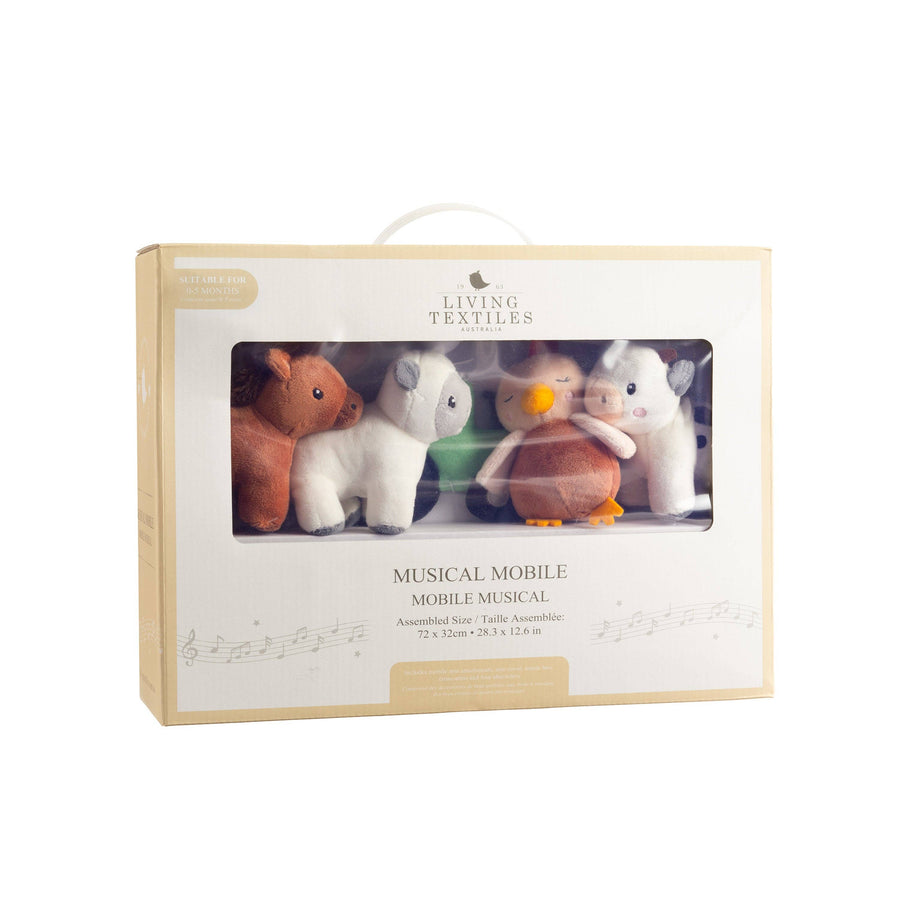 Living Textiles | Cotton Knitted Nursery Music Mobile -Tractor Ride