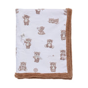 Living Textiles | Premium Cotton Baby Blanket w/ Plush Lining | Cuddly Bear
