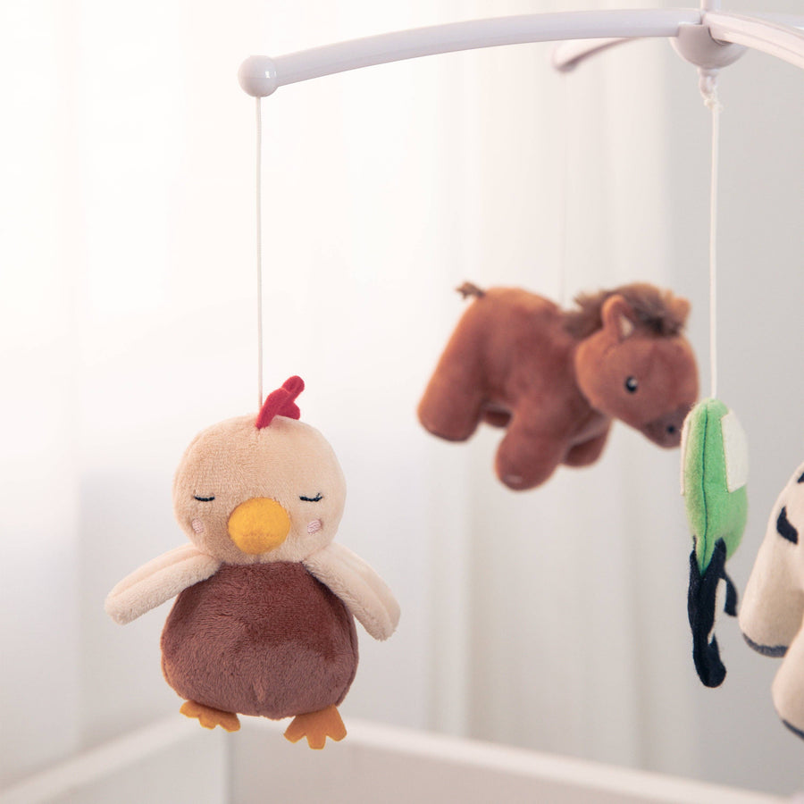 Living Textiles | Cotton Knitted Nursery Music Mobile -Tractor Ride