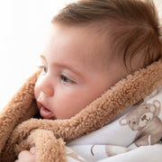 Living Textiles | Premium Cotton Baby Blanket w/ Plush Lining | Cuddly Bear