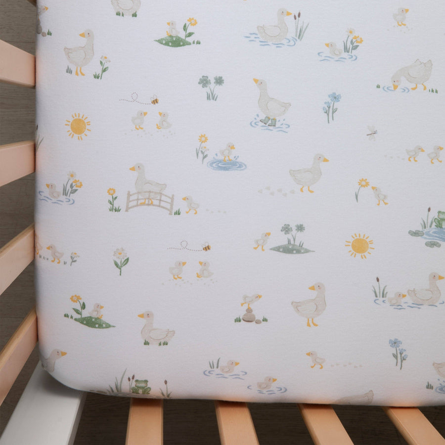 Living Textiles | 100% Premium Cotton Jersey Crib Sheet - Goosey Goosey