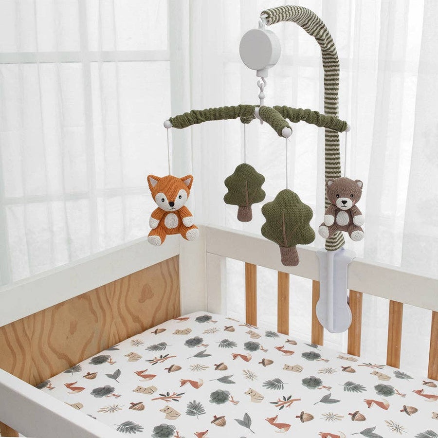 Living Textiles | Cotton Knitted Nursery Music Mobile - Forest Retreat