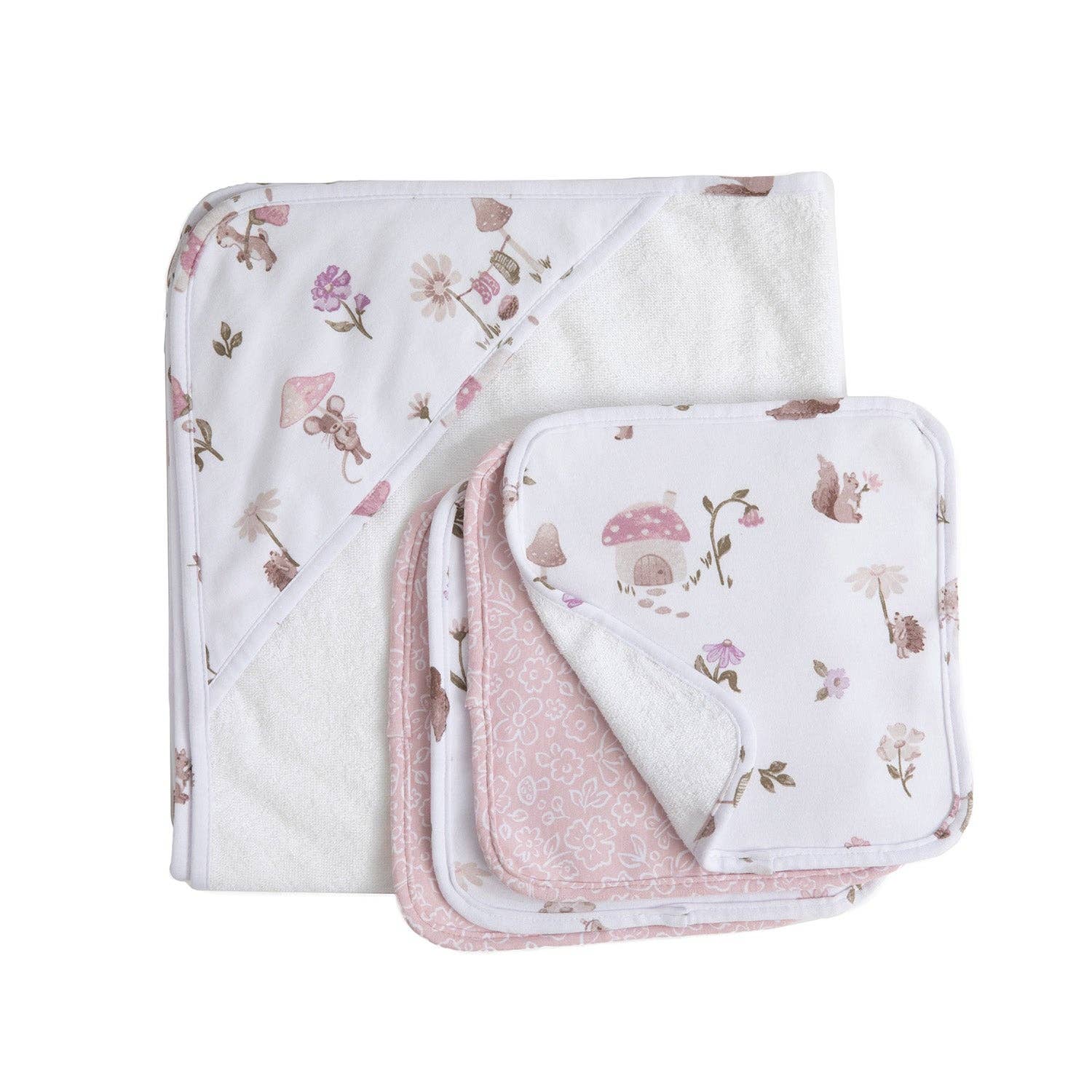 Living Textiles | 5pc 100% Cotton Bath Gift Set | Mushroom House