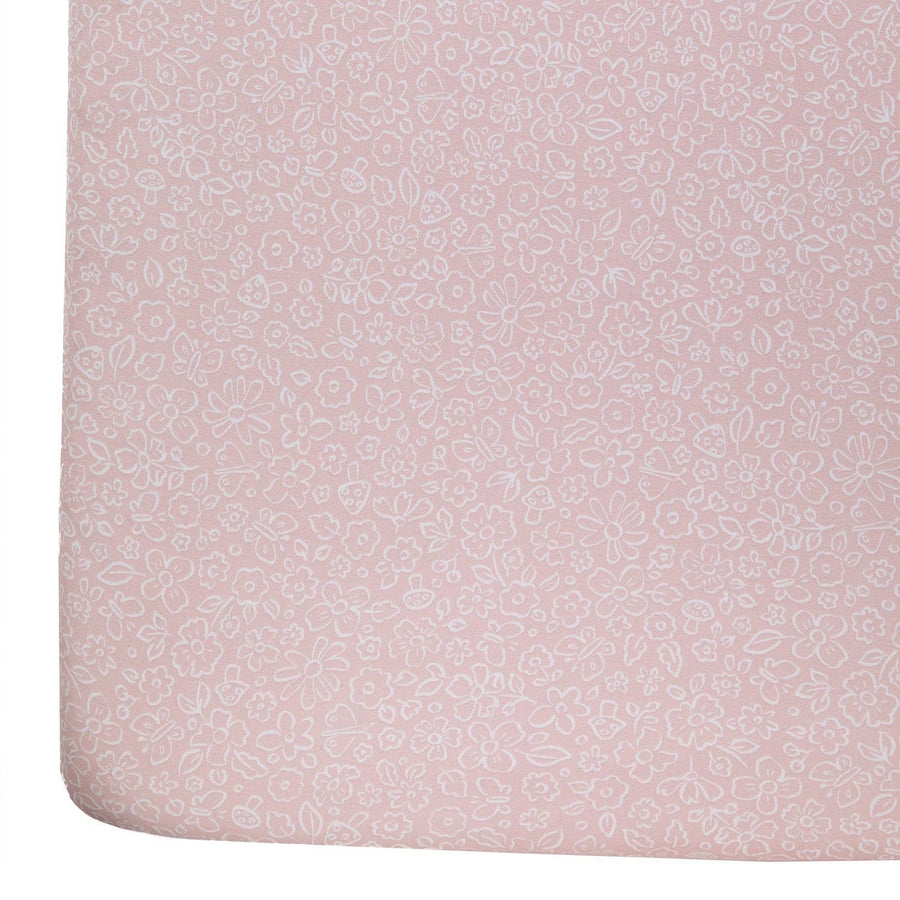 Living Textiles | 100% Premium Cotton Jersey Crib Sheet - Pink flower