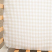 Living Textiles | 100% Premium Cotton Jersey Crib Fitted Sheet - Cream Gingham