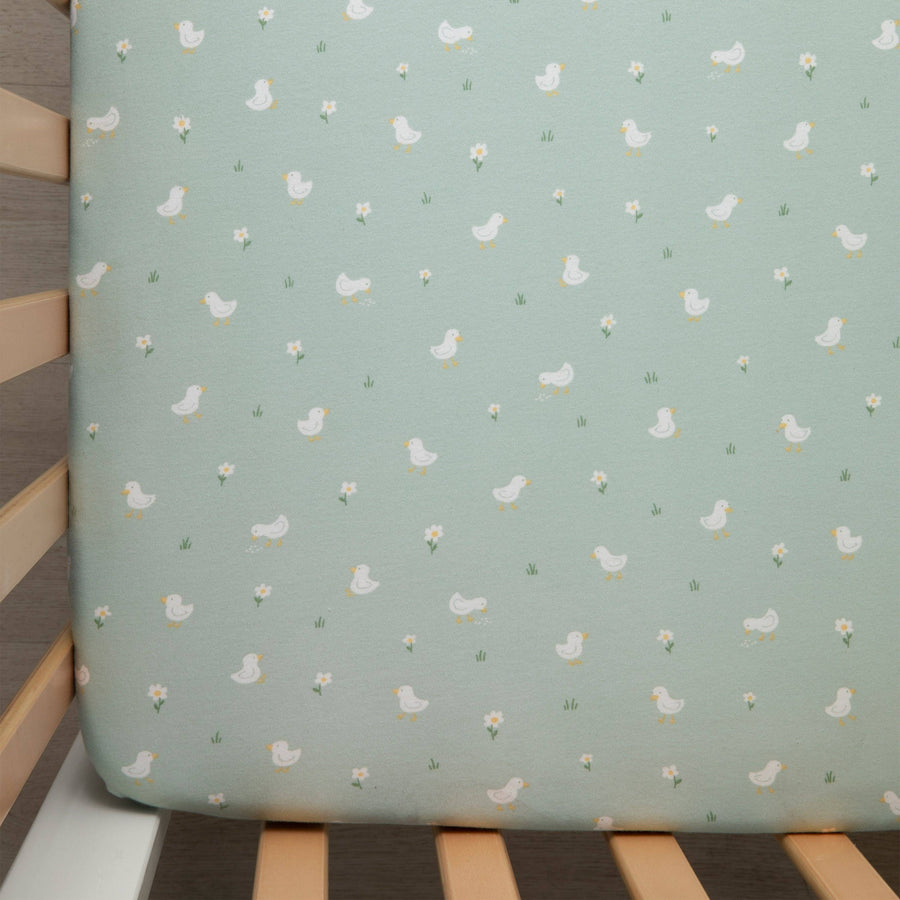 Living Textiles | 100% Premium Cotton Jersey Crib Sheet - Little Geese
