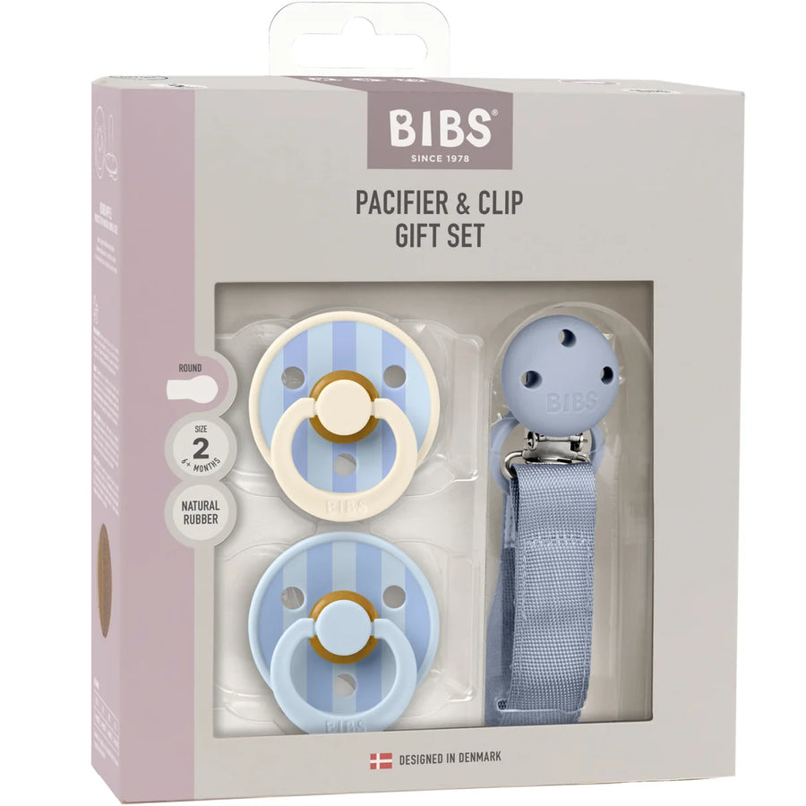 BIBS | Pin & Block Pacifier & Loop Clip Gift Set