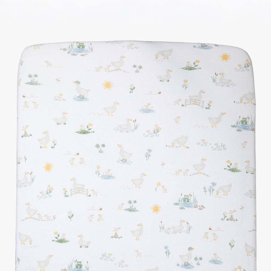 Living Textiles | 100% Premium Cotton Jersey Crib Sheet - Goosey Goosey