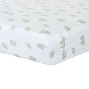 Living Textiles | Cotton Jersey Fitted Sheet | Grey Elephant