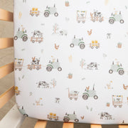 Living Textiles | 100% Premium Cotton Jersey Crib Sheet - Tractor Ride
