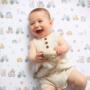 Living Textiles | 100% Premium Cotton Jersey Crib Sheet - Tractor Ride