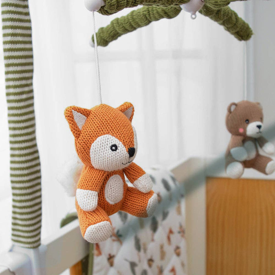 Living Textiles | Cotton Knitted Nursery Music Mobile - Forest Retreat