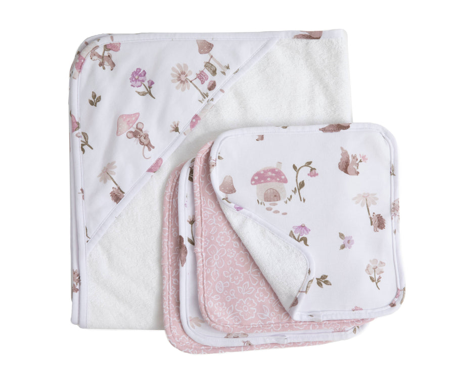 Living Textiles | 5pc 100% Cotton Bath Gift Set | Mushroom House