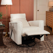 Monogram by Namesake Willa Deluxe Power Recliner and Swivel Glider with Heat + Massage | Ivory Corduroy | EXCLUSIVE!