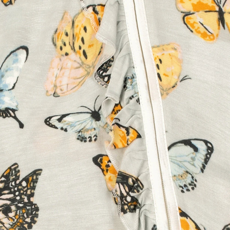 Milkbarn | Butterly Bamboo Ruffle Zipper Footed Romper