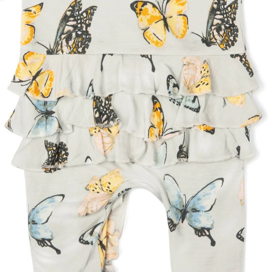 Milkbarn | Butterly Bamboo Ruffle Zipper Footed Romper