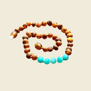 Momma Goose | Teething Necklace | Raw Cognac & Amazonite