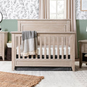 Monogram | Beckett | Rustic 4-in-1 Convertible Flat Top Crib & 6-Drawer Double Dresser