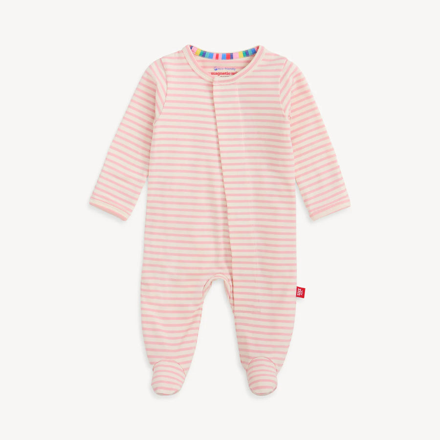 Magnetic Me | Pink Stripe Cotton Footie