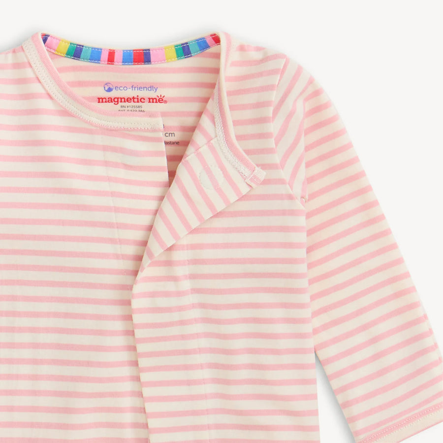 Magnetic Me | Pink Stripe Cotton Footie
