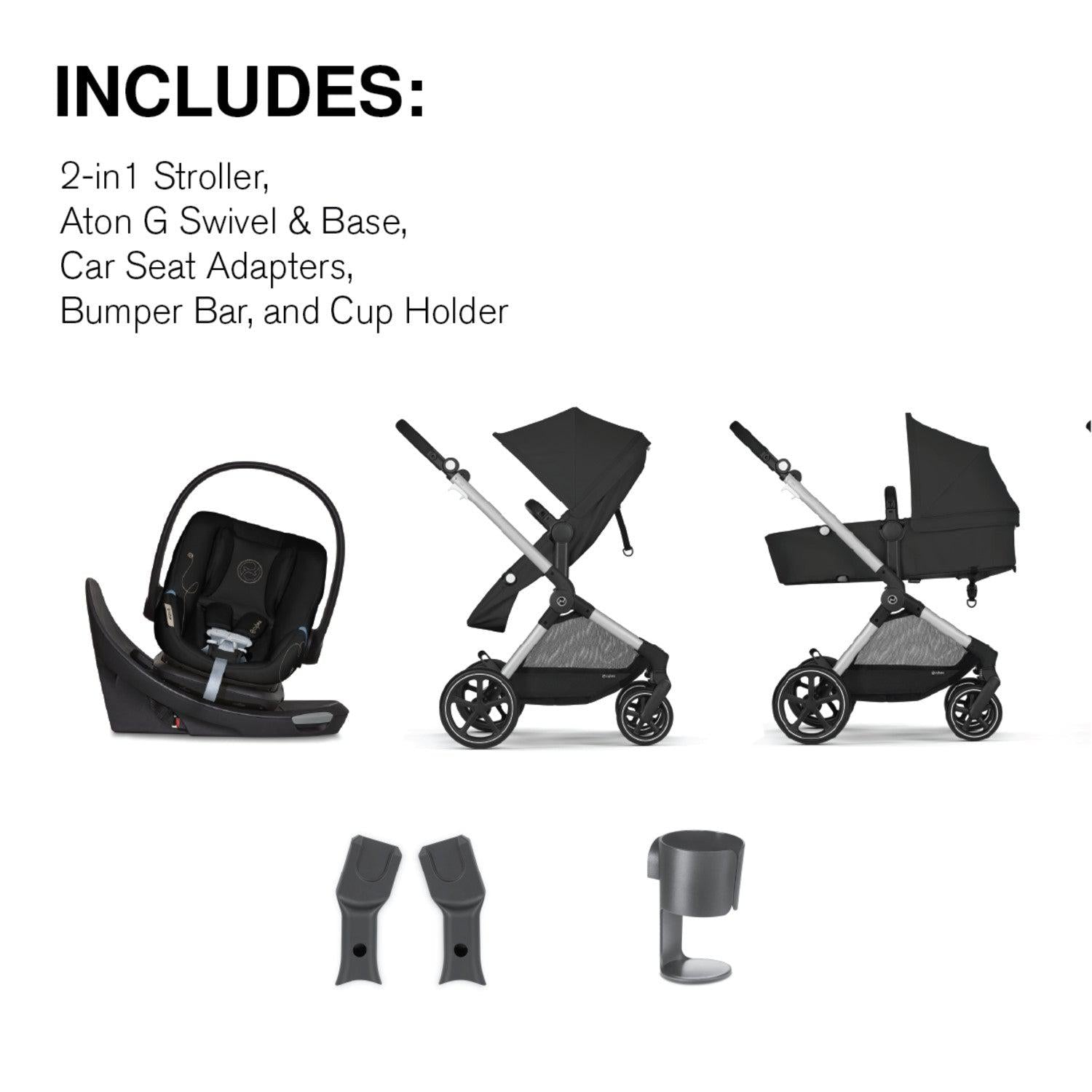 Cybex | EOS Stroller + Aton G Swivel Infant Car Seat with Sensorsafe Travel System