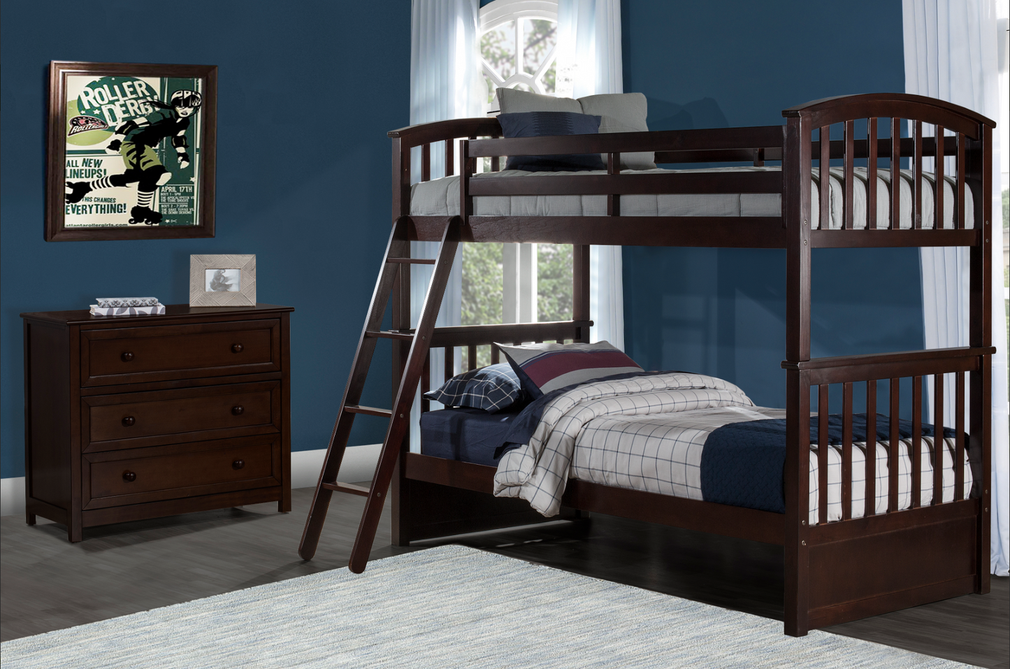NE Kids | Sidney Arch Twin/Twin Bunk Bed | Chocolate
