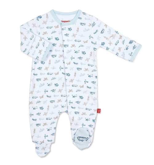 Magnetic Me | Airplanes Organic Cotton Footie
