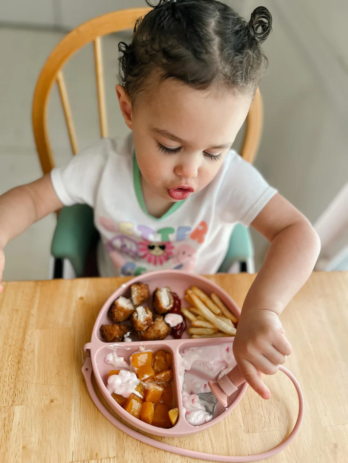 DropLess Plate | Silicone Suction Plate with Utensil Attachment