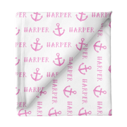 Sugar + Maple | Personalized Blanket | Pink Anchor