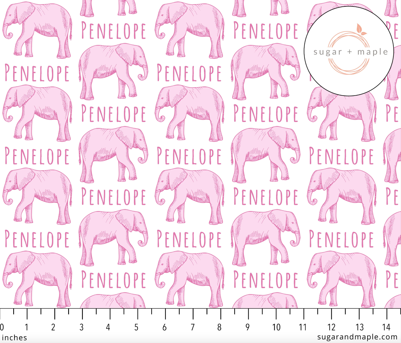 Sugar + Maple | Personalized Blanket | Pink Elephant