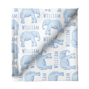 Sugar + Maple | Personalized Blanket | Blue Elephant