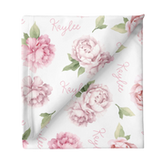 Sugar + Maple | Personalized Blanket | Pink Peonies