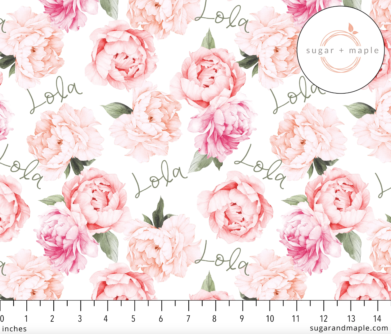 Sugar + Maple | Personalized Blanket | Peach Peonies