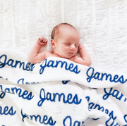 Sugar + Maple | Plush Minky Fleece Personalized Blanket | Repeating Name