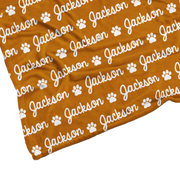 Sugar + Maple | Plush Minky Fleece Personalized Blanket | Paw Icon Repeating Name