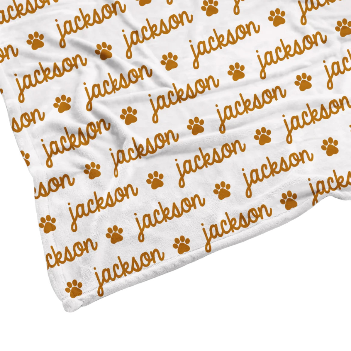 Sugar + Maple | Plush Minky Fleece Personalized Blanket | Paw Icon Repeating Name