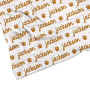 Sugar + Maple | Plush Minky Fleece Personalized Blanket | Paw Icon Repeating Name