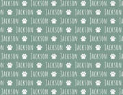 Sugar + Maple | Plush Minky Fleece Personalized Blanket | Paw Icon Repeating Name