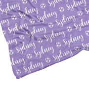 Sugar + Maple | Plush Minky Fleece Personalized Blanket | Soccer Icon Repeating Name