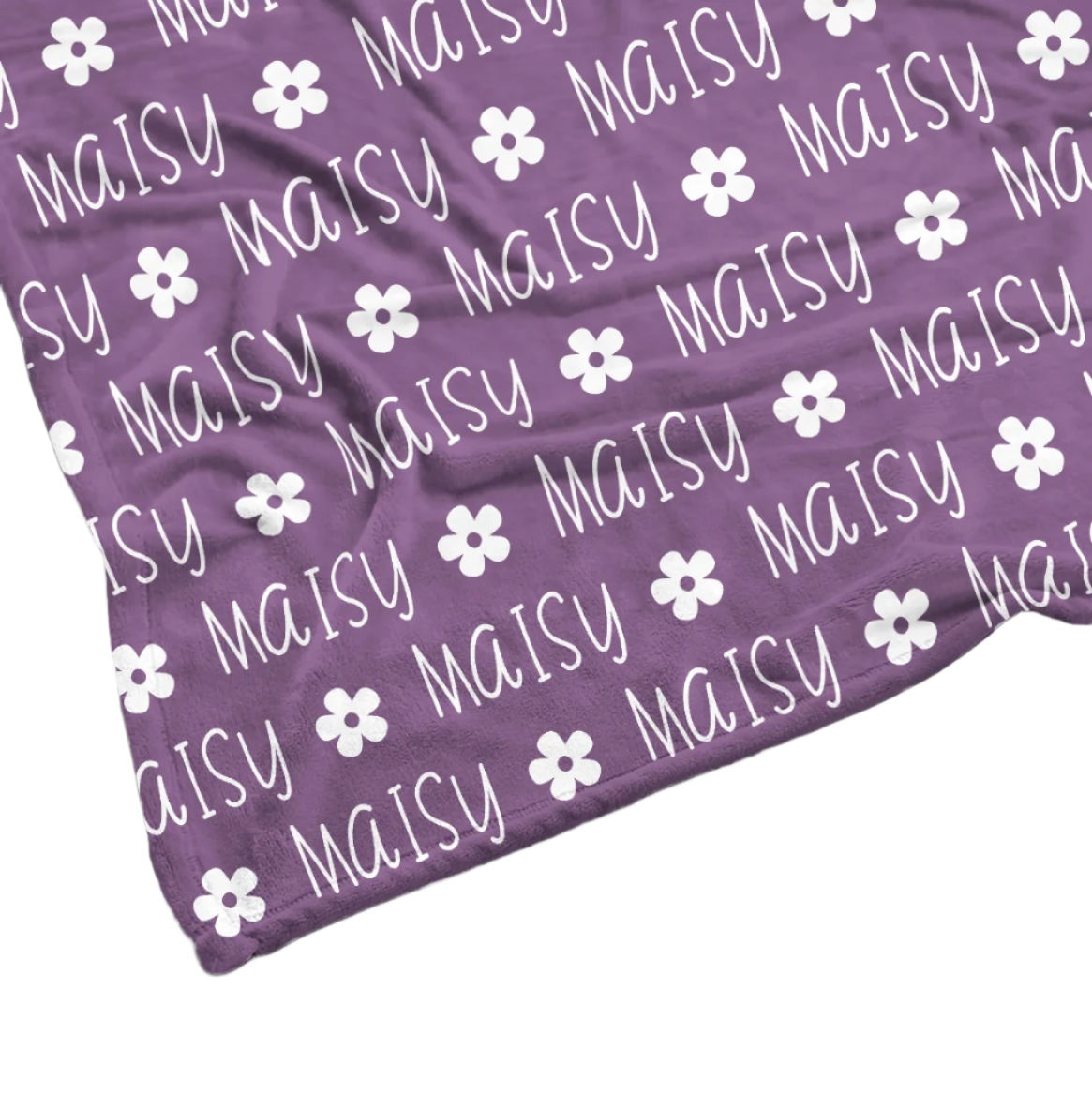 Sugar + Maple | Plush Minky Fleece Personalized Blanket | Flower Icon Repeating Name